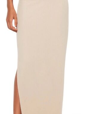 Spiritual Gangster Ribbed Midi Skirt in Taupe